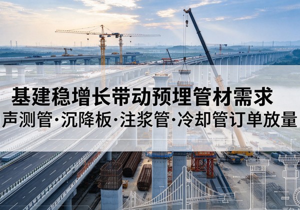 宏伟基建稳增长带动预埋监测管材需求，声测管、沉降板、注浆管订单持续放量